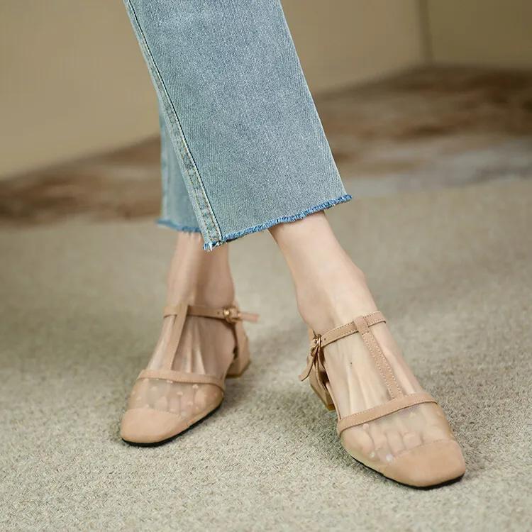 Женские летние сандалии Роскошные элегантные босоножки для женщин Тенденции 2024 года Удобные сетчатые босоножки на низком каблуке для активного отдыха