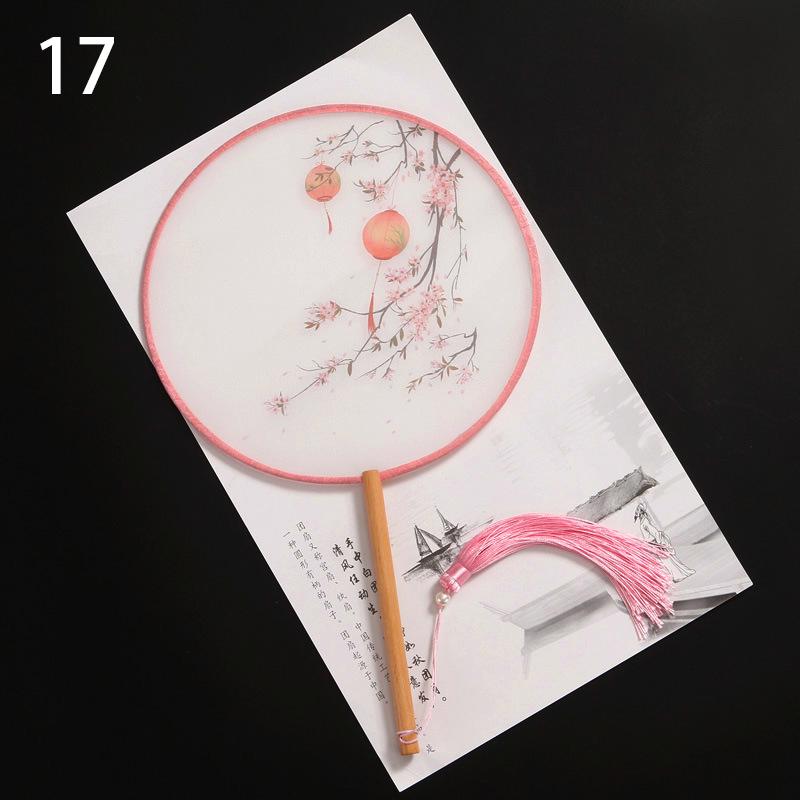 1шт классические печатные кисточки с длинной ручкой круглые веера круглый свадебный веер