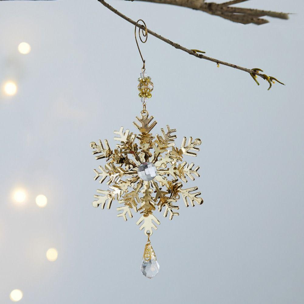 Железная 3D Рождественская Снежинка Подвеска Объемные Блестящие Рождественские Украшения для Подвешивания на Елку Многоразовые Покрытие Золото/Серебро