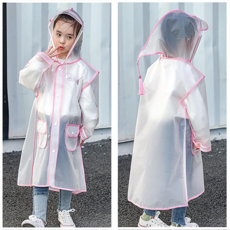 Raincoat Kids 1-10 Years Boys Girls Rain Jackets Cartoon Rain Coat Outfits Transparent Rainwear Baby Waterproof Child Clothes