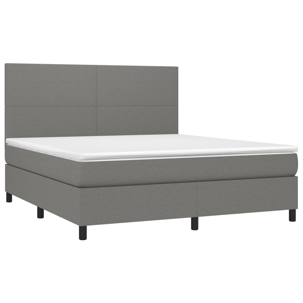 Box Spring Bed with Mattress Dark Gray 180 x 200 cm Fabric