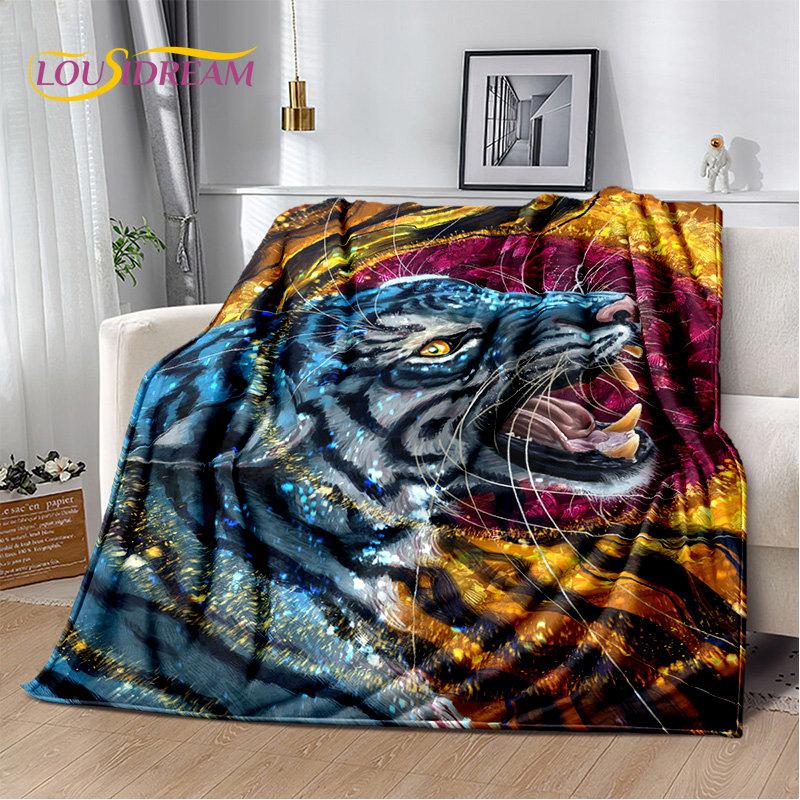 Мягкое плюшевое одеяло с изображением зверя, тигра, саблезубого мультфильма, фланелевое одеяло, одеяло для гостиной, спальни, кровати, дивана, пикника