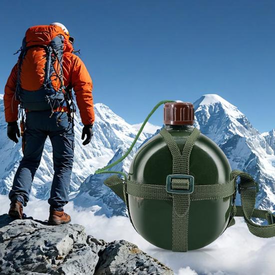 Military Water Bottle Adjustable Strap Water Container Large Capacity Canteen Kettle for Outdoor Camping Hiking Travel Fishing