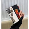 Woman Lattice Pattern Cloth Bracelet Phone Cover For Samsung Galaxy Z Fold 3 5g Zfold 4 Houndstooth Printed Pu Leather Hard Case