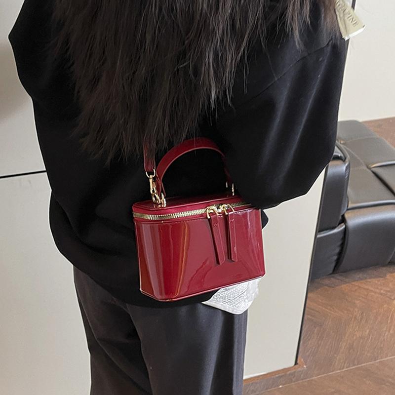 Yogodlns Korean Fashion Square Box Handbag Women's Mini Crossbody Bag Simple Urban Style PU Material Small Square Bag