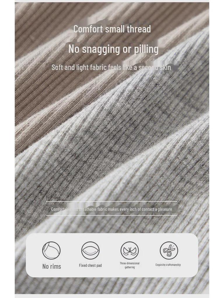 Женский топ из хлопка и модала в рубчик с нагрудными вкладышами, цельный низ, нижнее белье больших размеров с защитой от воздействия внешней среды