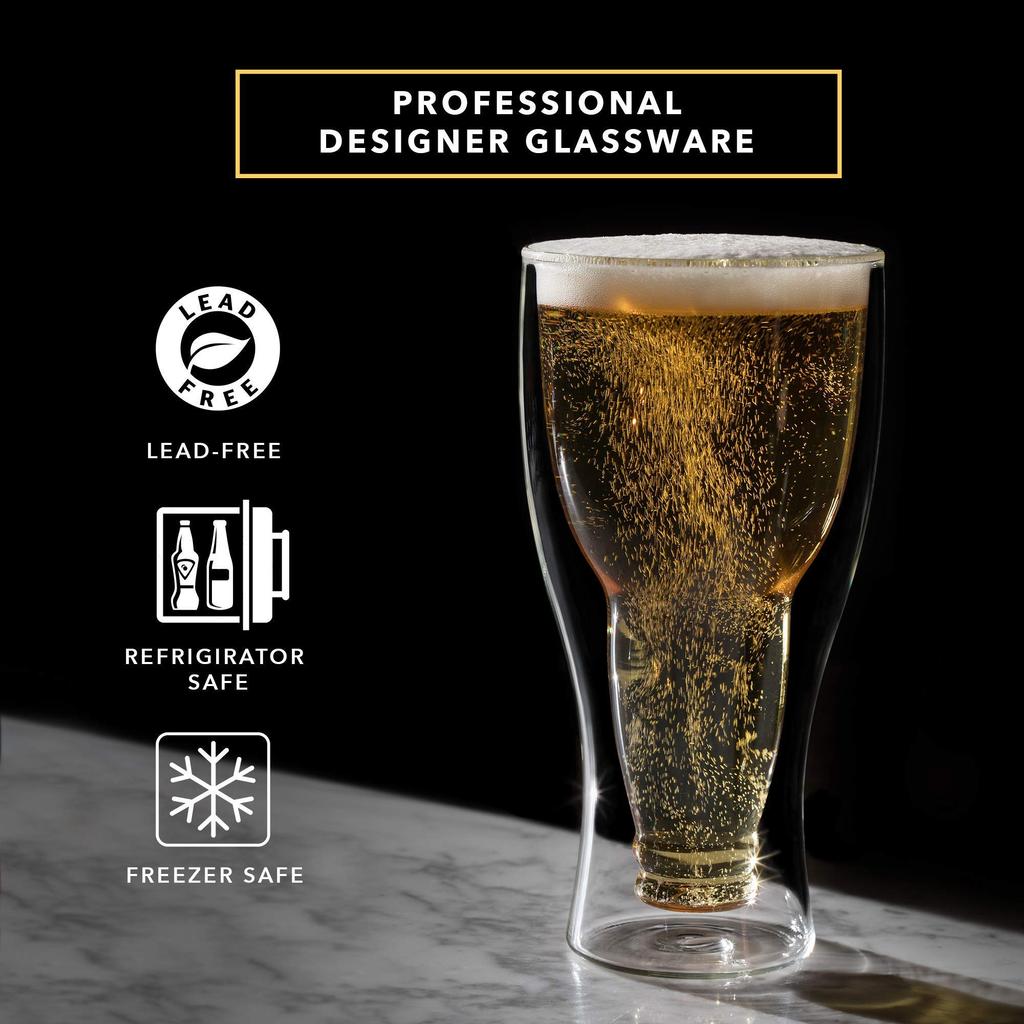 2/4 шт. перевернутый дизайн пивной бокал, 11,8 унций прозрачный двойной стенки изолированный кружка для паба, вмещает одну полную бутылку пива, пикник в помещении