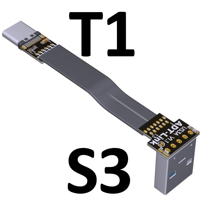 Гибкий шлейфовый кабель USB Type-C Плоский с EMI-экранированием FPC Кабель USB 3.0 Type C Угловой разъем 90 градусов вверх вниз 5 см-3 м USB 3.1