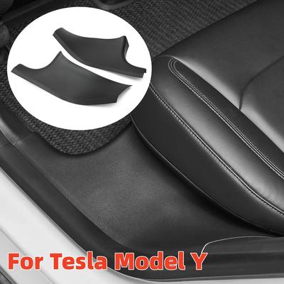 Пара защитных накладок на пороги задних дверей для Tesla Model Y, внутренняя защитная пластина из АБС-пластика, отделка бампера автомобиля, защита от грязи, приветственная накладка на педаль