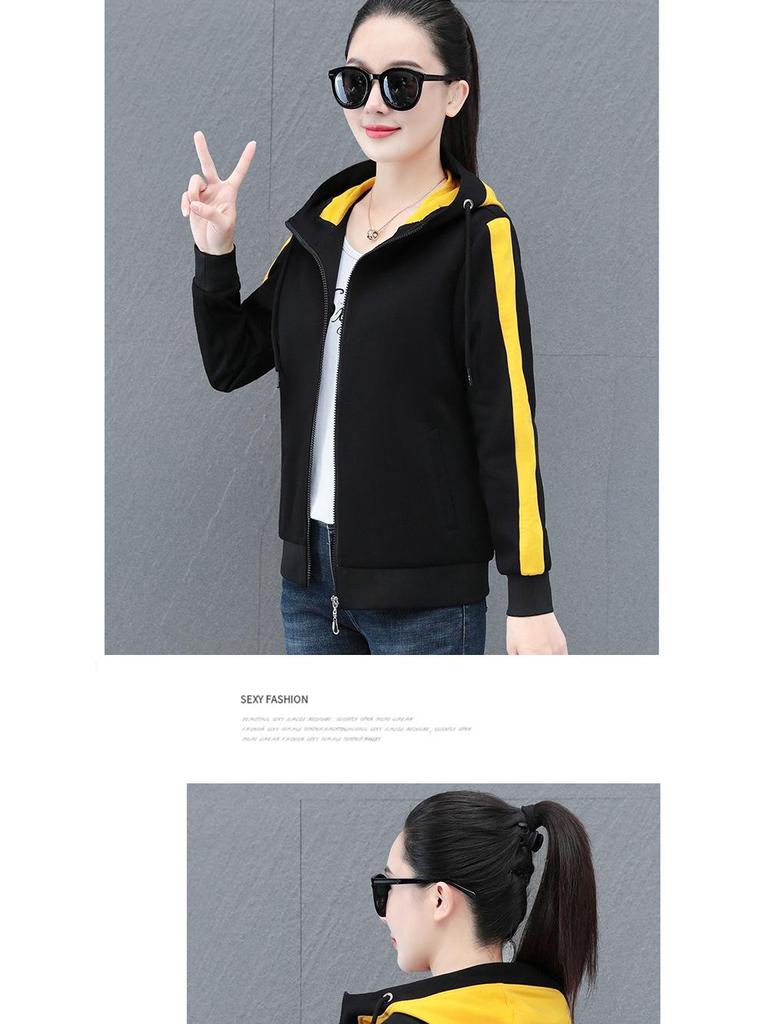 Женская куртка с капюшоном весна-осень 2025: Легкий модный спортивный кардиган-свитер для мам.