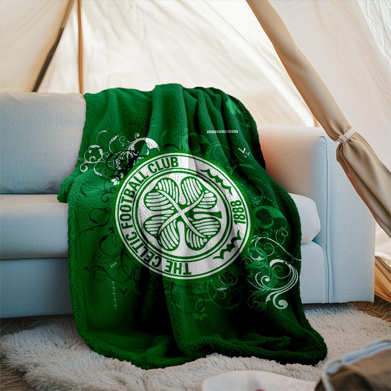1PC Celtic Football Club Crest Printed Soft Flannel Blanket Throw for Adult Bedroom Living Room Sofa Camping Travel Fan gifts Christmas Gifts