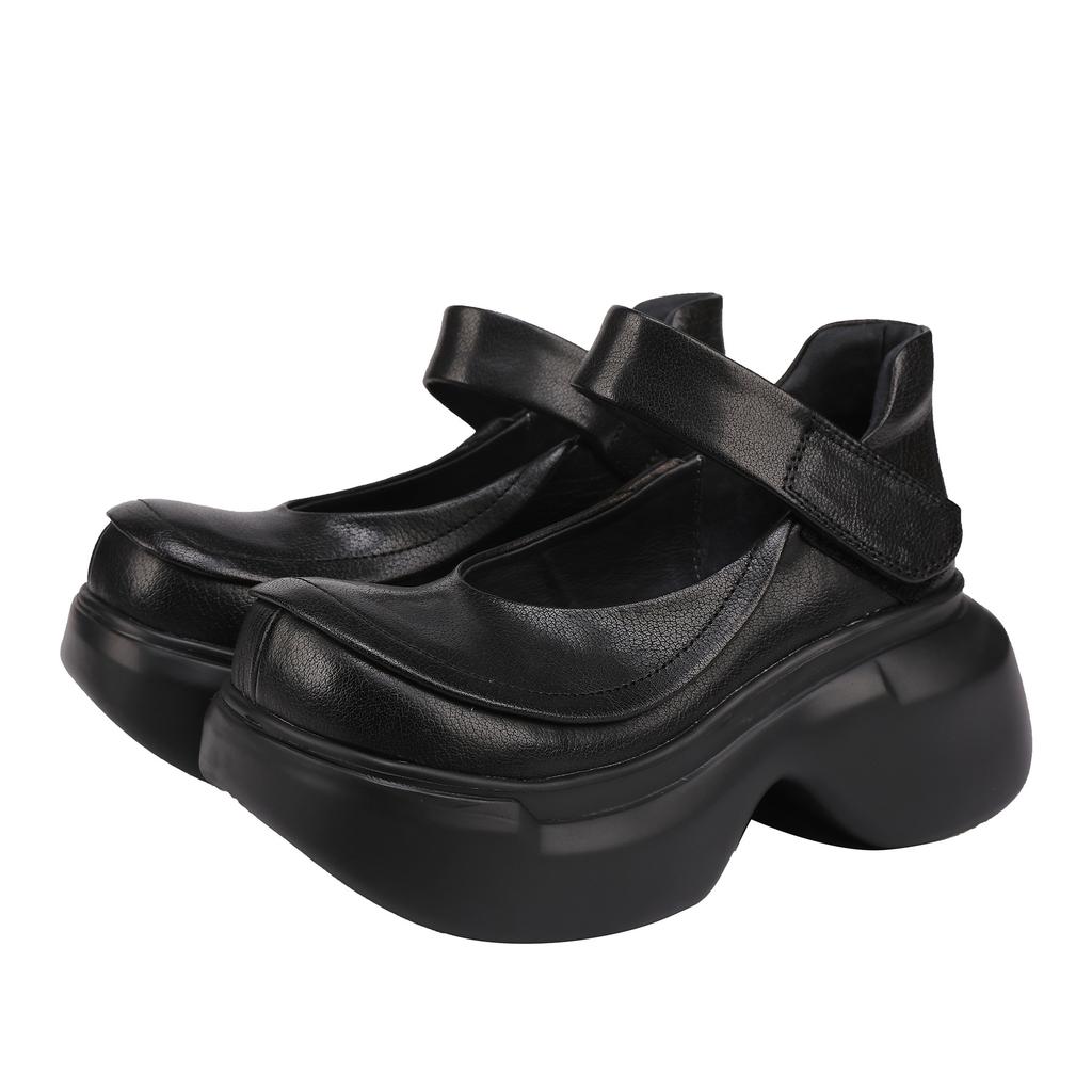 Johnature Женские туфли на платформе с толстой подошвой, ретро, натуральная кожа, круглый носок, универсальные