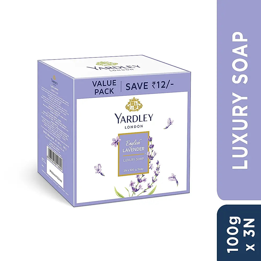 Yardley London Набор мыла с английской лавандой и розой, роскошное мыло тройного помола для мягкого очищения и стойкого аромата, 3x100г