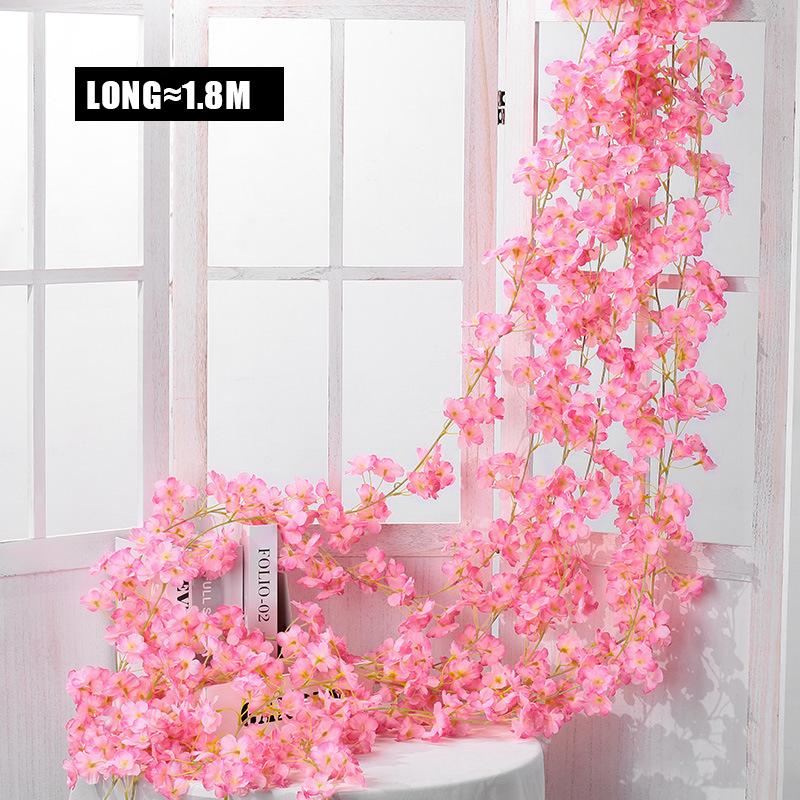 180 СМ Искусственные Цветы Сакуры Лоза Свадебный Сад Розовая Арка Украшения Домашней Вечеринки Рождество Свадебные Поддельные Шелковые Растения для Альбома