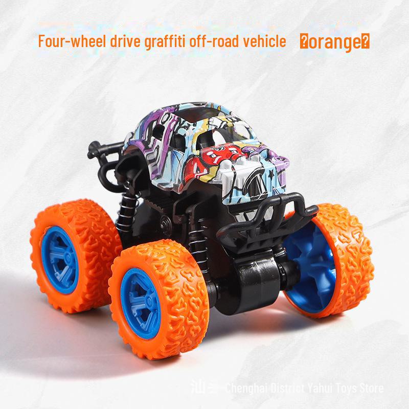 Детская четырехколесная инерционная трюковая машинка - вращающаяся внедорожная модель игрушки