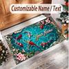 Koi Fish Theme Soft Crystal Velvet Rug Custom Name & Text Print Non Slip Floor Rug for Bedroom Living Room