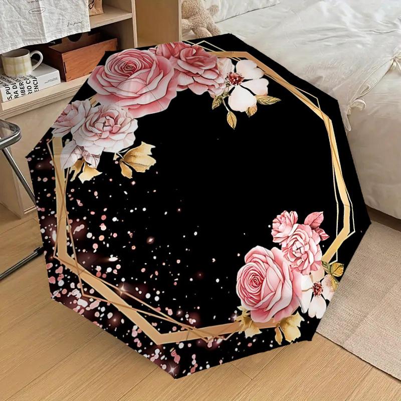 1PC Floral Frame Umbrella-8-Rib Reinforced, Automatic Open, Lightweight & Durable, Cute Fashion Accessory for Outdoor-F2710