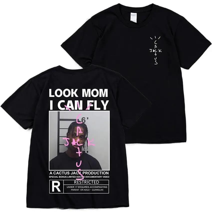 Футболка Cactus Jack Высококачественный Хлопок Унисекс Женская LOOK MOM I CAN FLY Футболка ASTROWORLD Хип-Хоп С коротким Рукавом Футболки Топы 80550