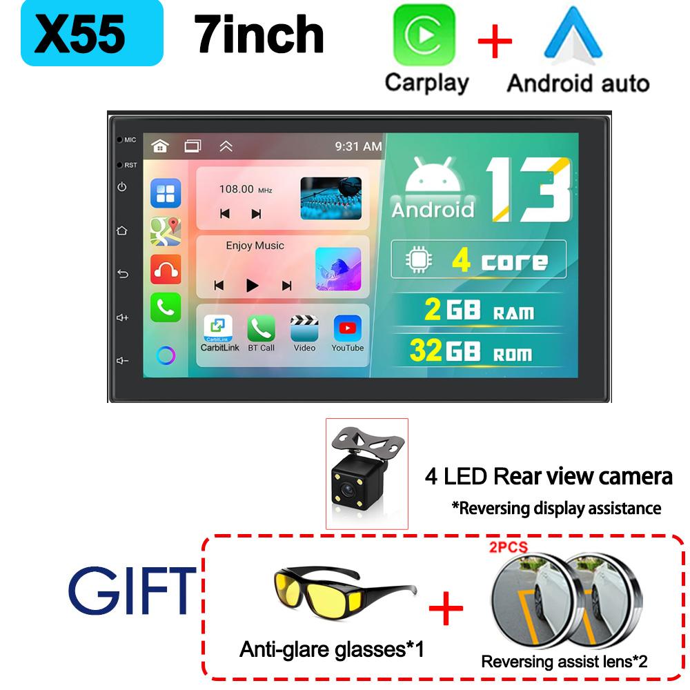 Android13 Автомобильный Радио Стерео 7.9.10 дюймов GPS Приемник Плеер 2G+32G CarPlay Android Auto WIFI/FM 2 din Радио Мультимедийный Плеер