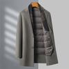 Double-sided Woolen Coat for Men, Mid-length Winter Thickened and Warm Dad Woolen Coat with Removable Down Liner