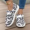 Fashion 2024 Spring and Autumn New Women's Fashion Printed Casual Flat Breathable Lace-up Sneakers