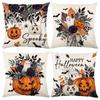 Halloween Pillow Covers Pumpkin Ghost Print Couch Throw Pillow Case Cushion Cover for Sofa Bed Holiday Decor 45x45cm
