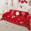 "Festive New Year Red Non-Slip Sofa Cushion Cover - Four Seasons Universal"
