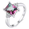 Colorful Stone Square Diamond Ring European and N Creative Personality Inlaid Rainbow Gem Ring Jewelry