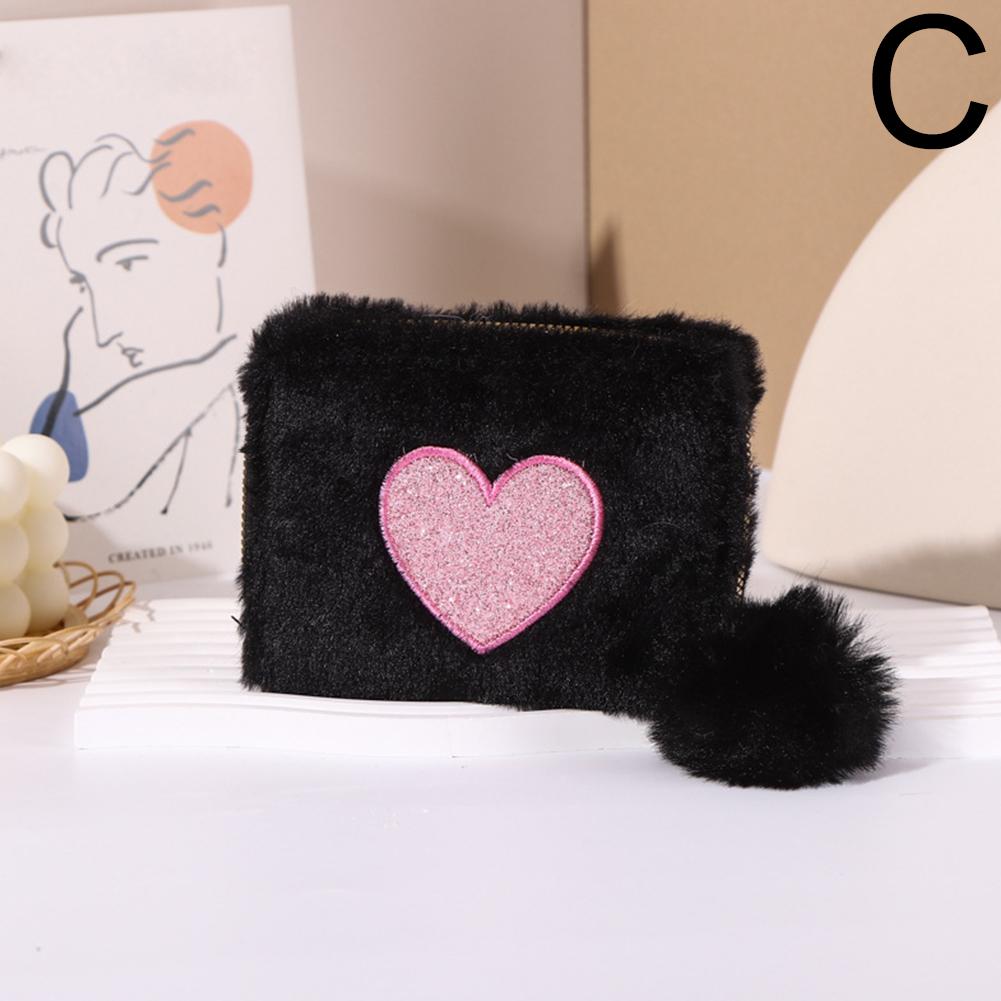 Женский мини-кошелек с вышитым сердечком, короткий кошелек для монет, мини-кошелек для кредиток, сумка для удостоверения личности M7F3