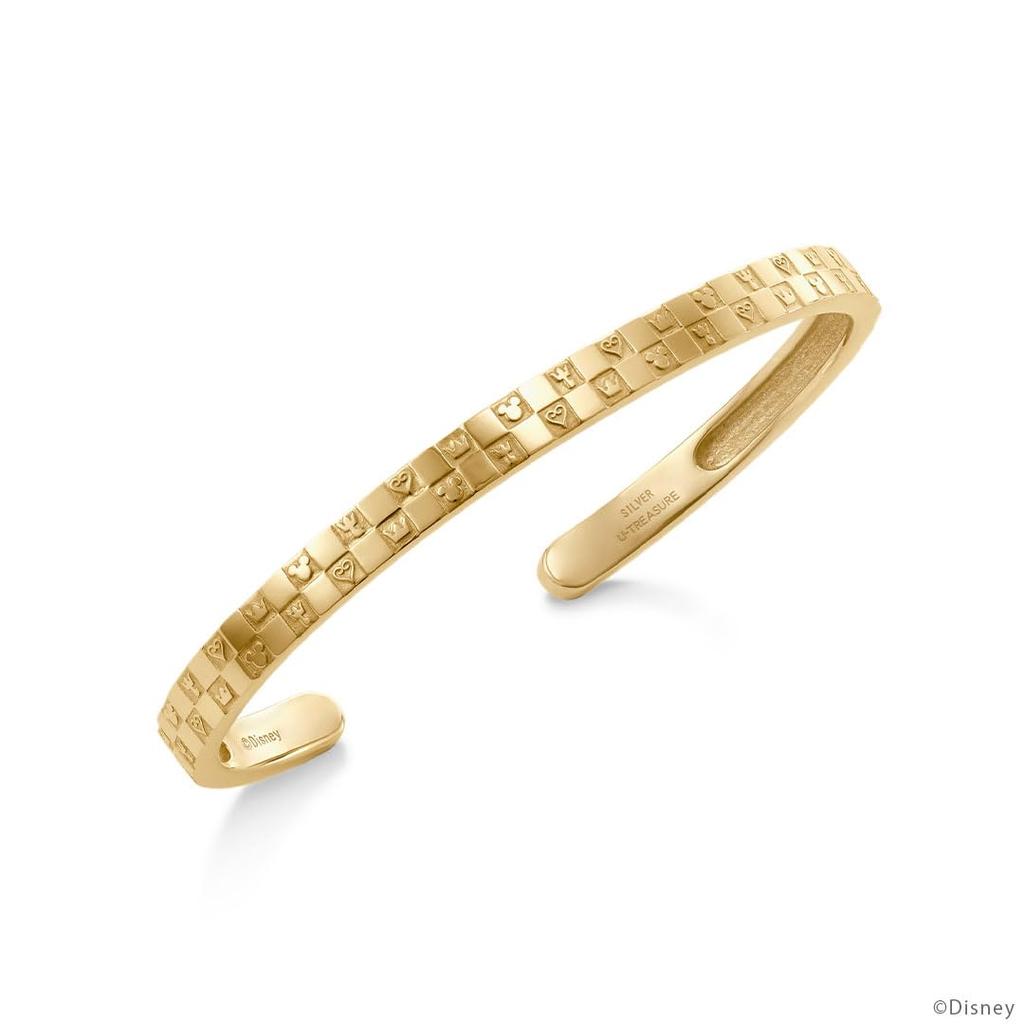 Kingdom Hearts Monogram Bangle Silver Gold Unisex Accessory Jewelry Popular Gift U-Treasure "Double" (Yellow Coating)