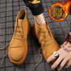 Men Handmade Leather Shoes Casual Hiking Boots Outdoor Winter Warm Ankle Boots High Top Walking Shoes Over Sized