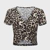 2020 Summer V-neck Slim Fit Leopard & Snake Print Crop Top T-shirt for Women