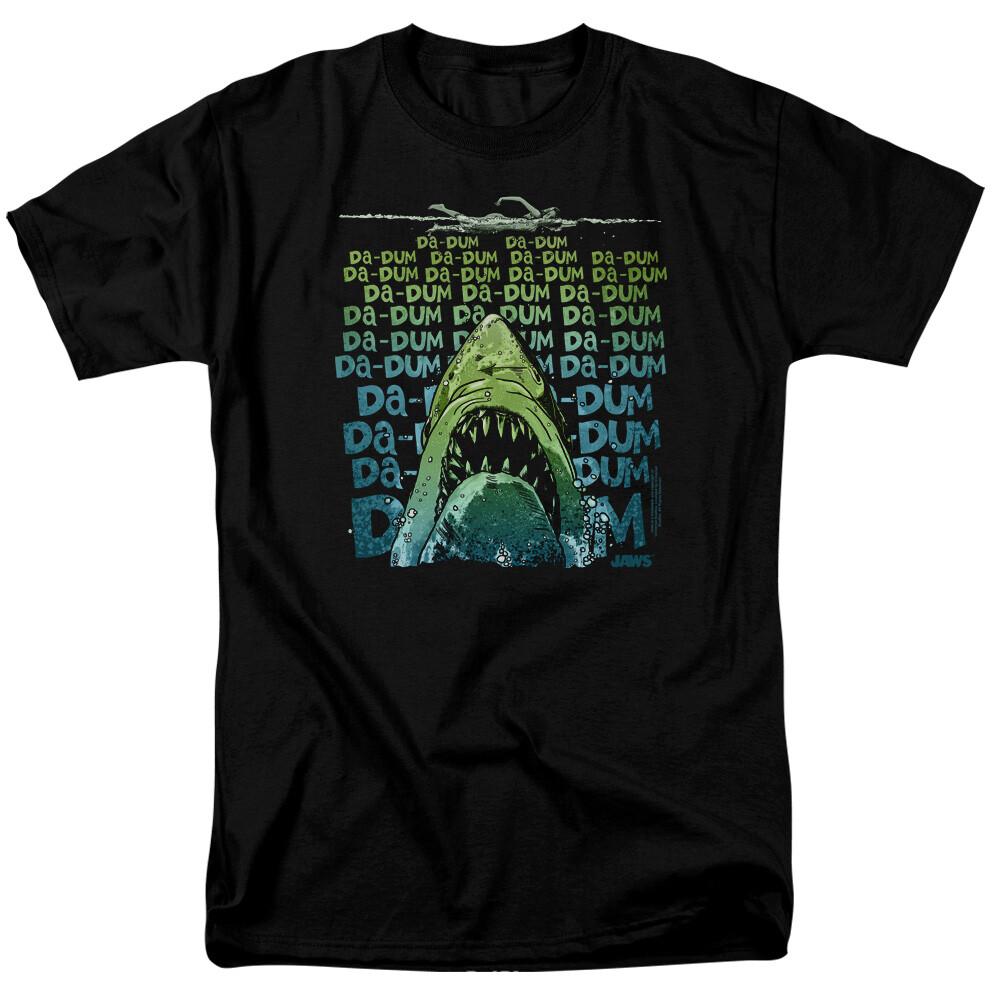 Jaws Da Dum T Shirt Licensed Shark Movie Retro Tee Classic New Black