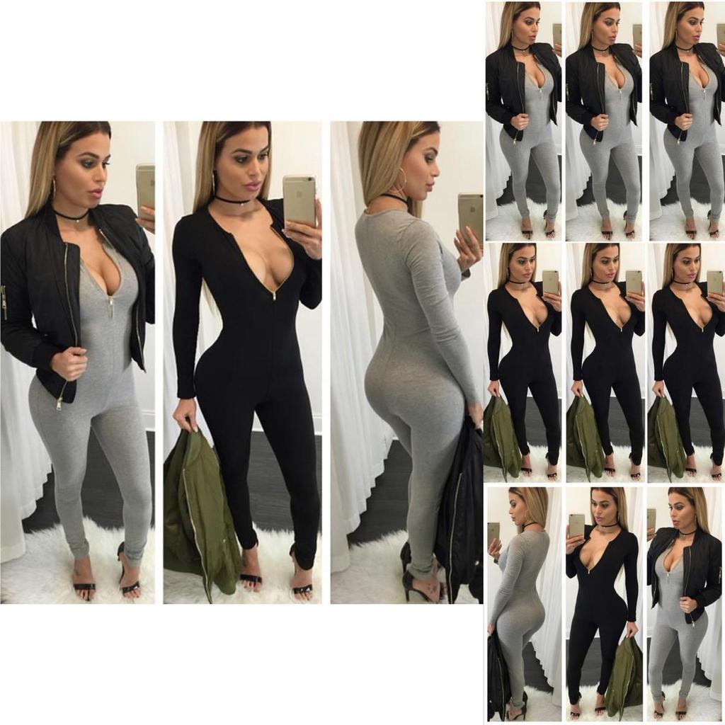 Женский playsuit на молнии, боди-комбинезон с повязкой, клубная одежда, комбинезон с длинным рукавом, премиум качество