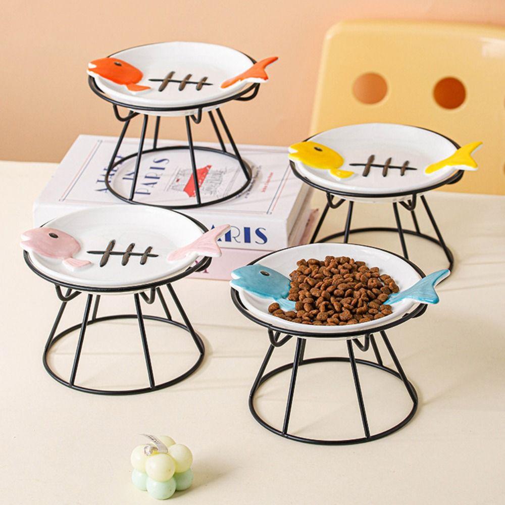 Ceramic Pet Food Water Bowl Cute Raised Pet Feeder Easy To Clean Pet Food Dispenser  Pet Supplies