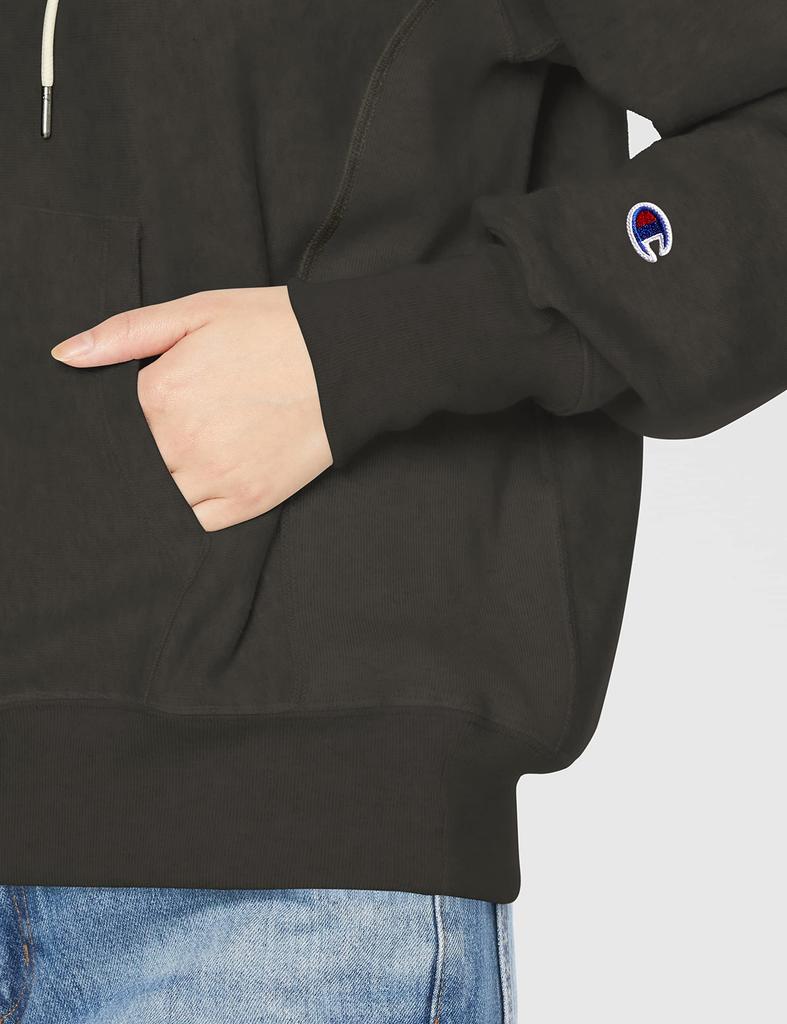 Champion Long Sleeve Cotton 10oz Script Logo Reverse Weave Hooded Sweatshirt Off Size M Women's 100% (CW-X101), Black,