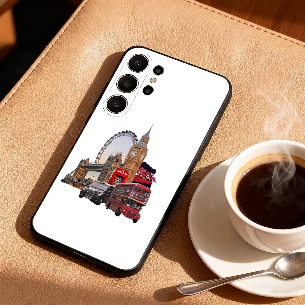 Чехол для телефона London Whispers Для Samsung S26, S25, S24, S21, S22, S23, S30, Ultra, S20, FE, Lite, 10, 9, Черный чехол