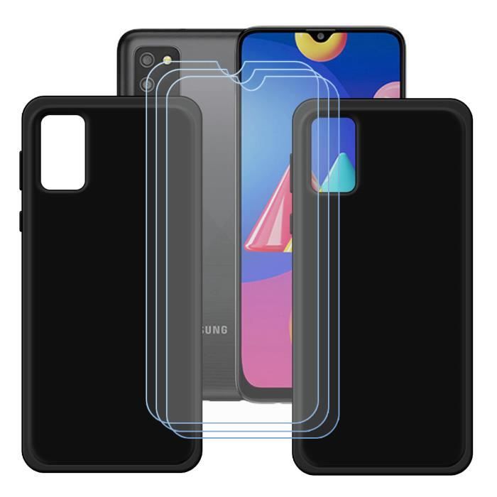 Coque et Protecteur d'écran - FZ - Samsung Galaxy A02S - Noir - Souple - Inclut 3 Verres Trempés