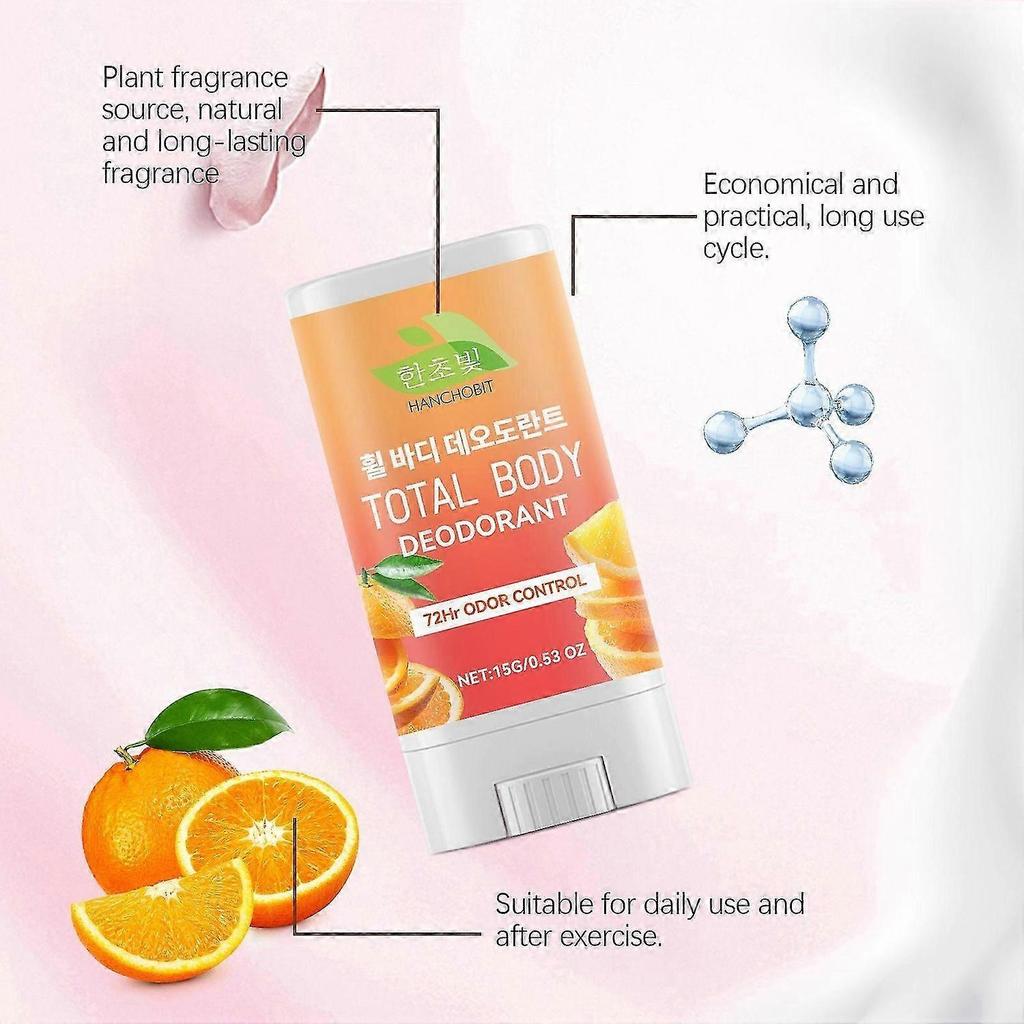 Tangerine Full Body Deodorant - Solid Whole Body Deodorant Stick - 72 Hour Odor Control - Aluminum Free, Baking Soda Free and Skin Safe