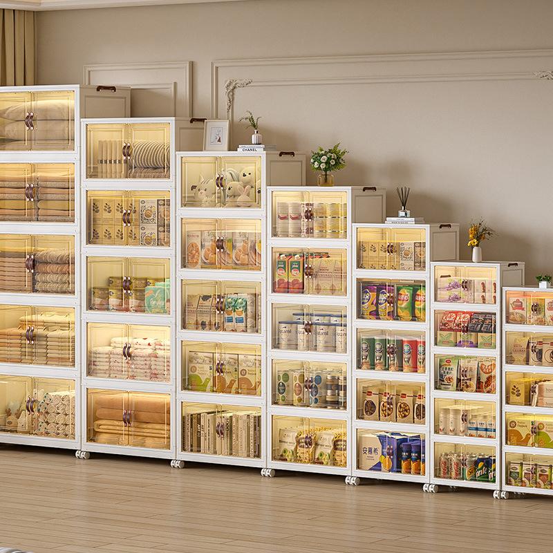 Large-capacity Foldable Storage Box Locker Multi-Layer Closet Organizer With Wheels Folding Wardrobe Snack Toy Storage Cabinet