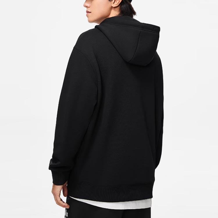 Li Ning Sports Lifestyle Series Lettered Hooded Hooded Fleece Pullover Long Sleeve Hoody Long Sleeve Men sweatshirt Black AWDTE39-1
