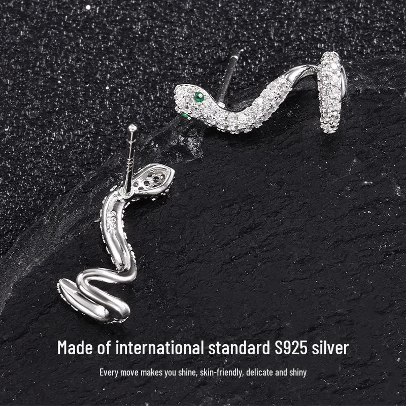 «Серьги класса люкс «Год змеи» из стерлингового серебра 925 пробы — блестящий, простой дизайн для осени и зимы».