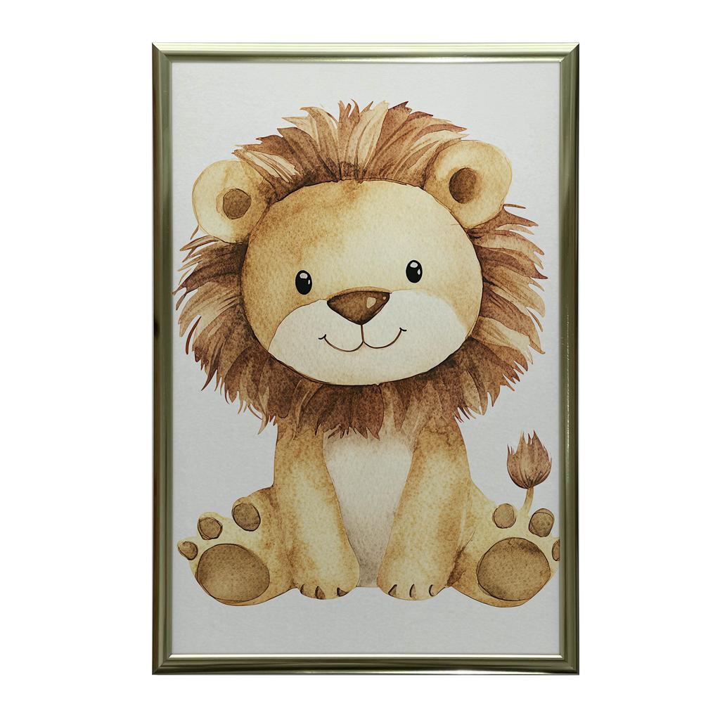 Plakat Uroczy Lew Plakat Uroczy Lew, 70X100 Cm, Rama Drewniana Ciemny Brąz, Papier Matowy 230 Gsm