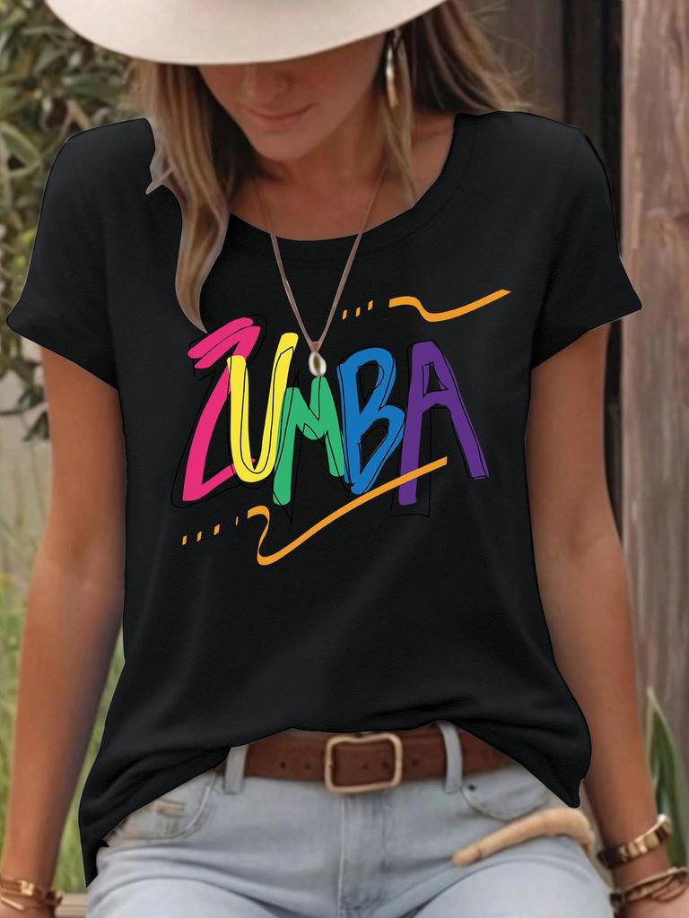 Женская красочная футболка свободного кроя с коротким рукавом и принтом ZUMB