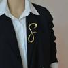 Zinc Zinc Alloy Lucky Number Brooch Gold Irregular Metallic Brooches 8-shaped Pin  Suit Coat Collar