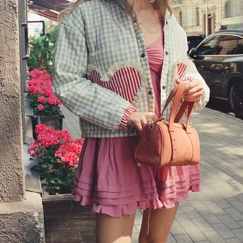 Женская осенне-зимняя куртка в европейском и американском стиле, пэчворк, клетчатая, хлопковая
