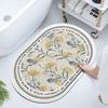 French Retro Oval Diatomaceous Mud Upholstered Toilet Bathroom Absorbent Mat Non-slip Foot Mat Quick Drying Door Mat