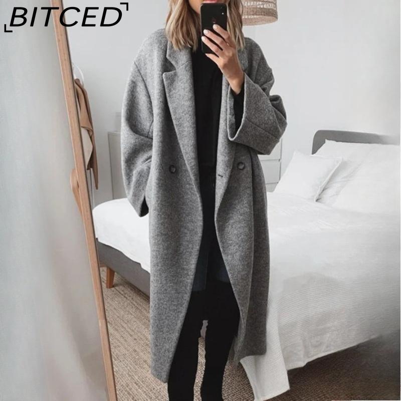 BITCED Women's Multi-Colour Multi-Size Wool Twill Trench Coat