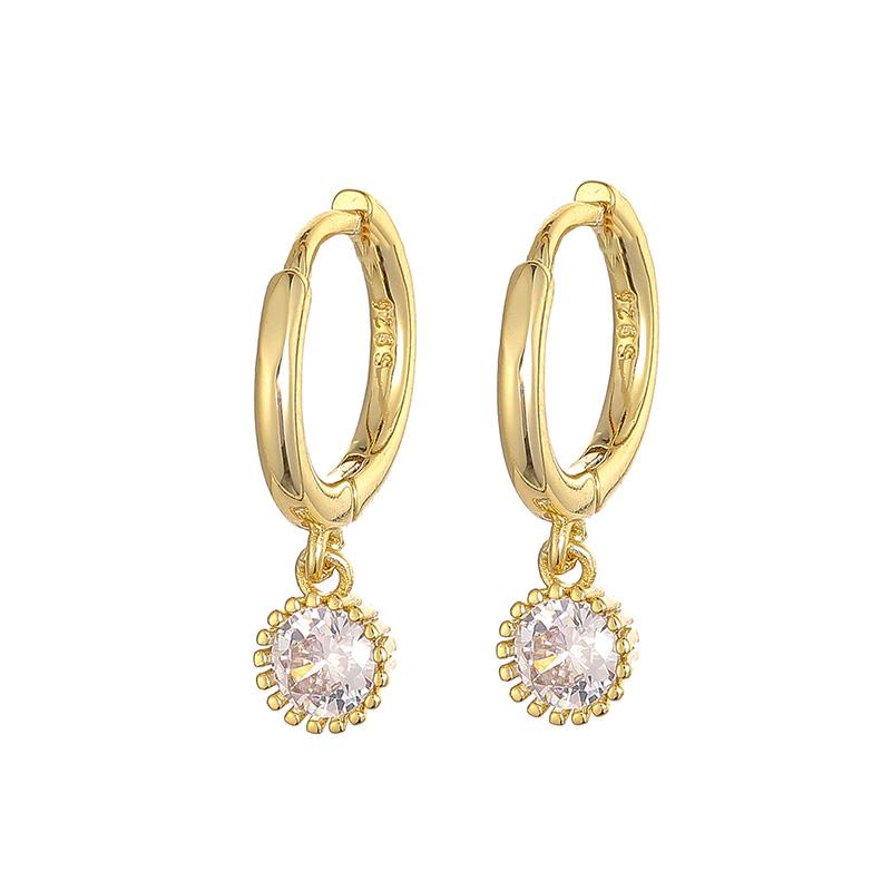 ANENJERY Цирконовые серьги-кольца с подвеской, женские простые золотые французские серьги оптом