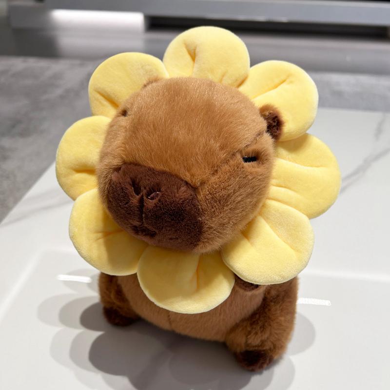 Kapibala Capybara Wear Flower Head Cover Plush Toy Cute Internet Celebrity Capybara Jun Doll Guinea Pig Doll Funny Gift